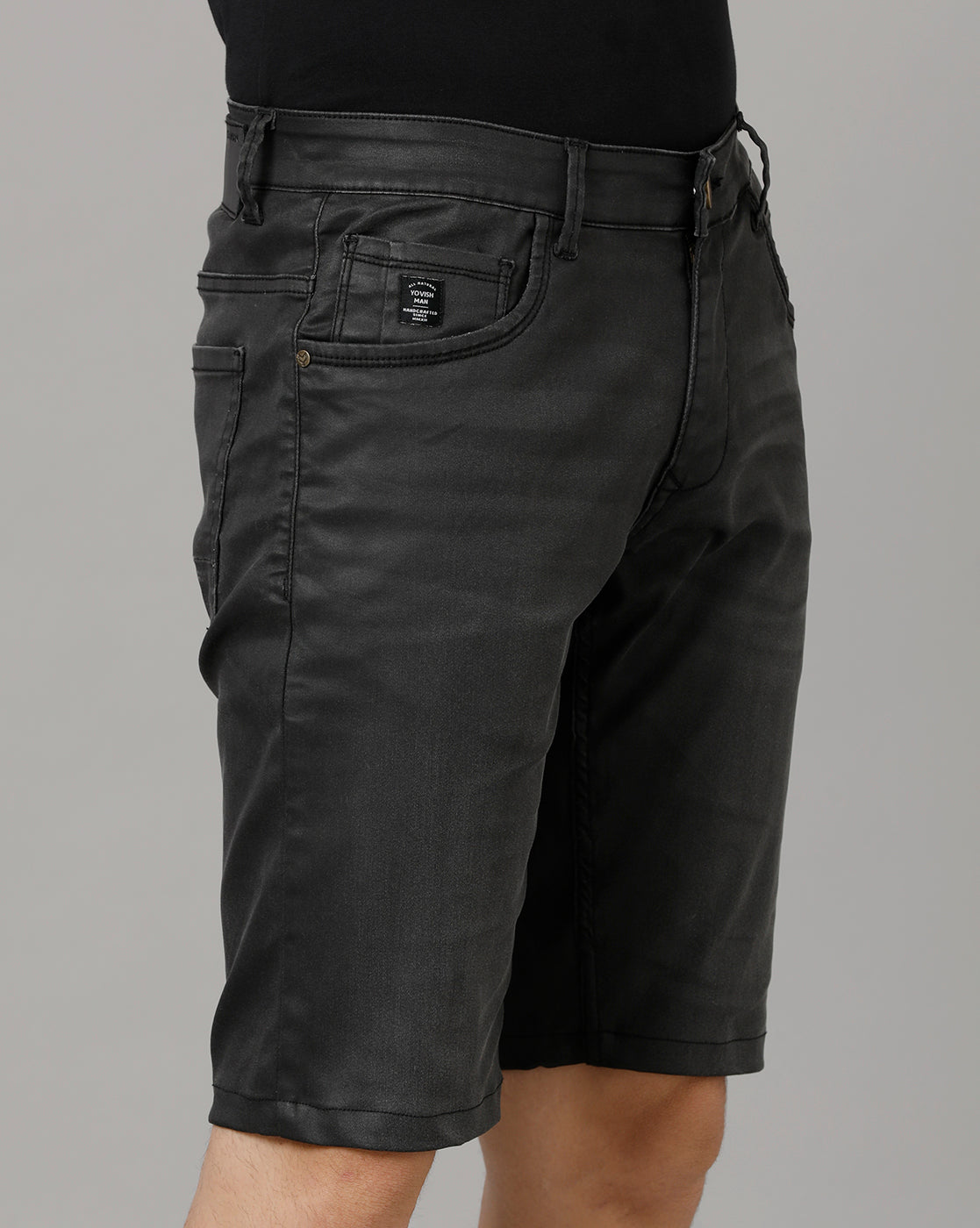 Black leather shorts