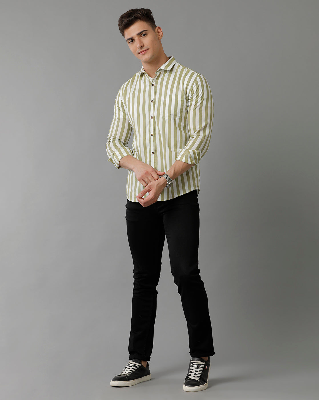 Vertical striped shirt full sleeve