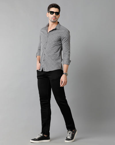 Buy online Men Checkered Casual Grey Shirt