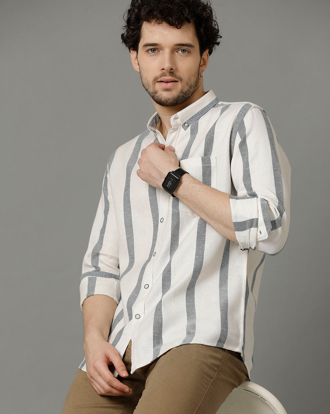 Blue and white striped shirt mens