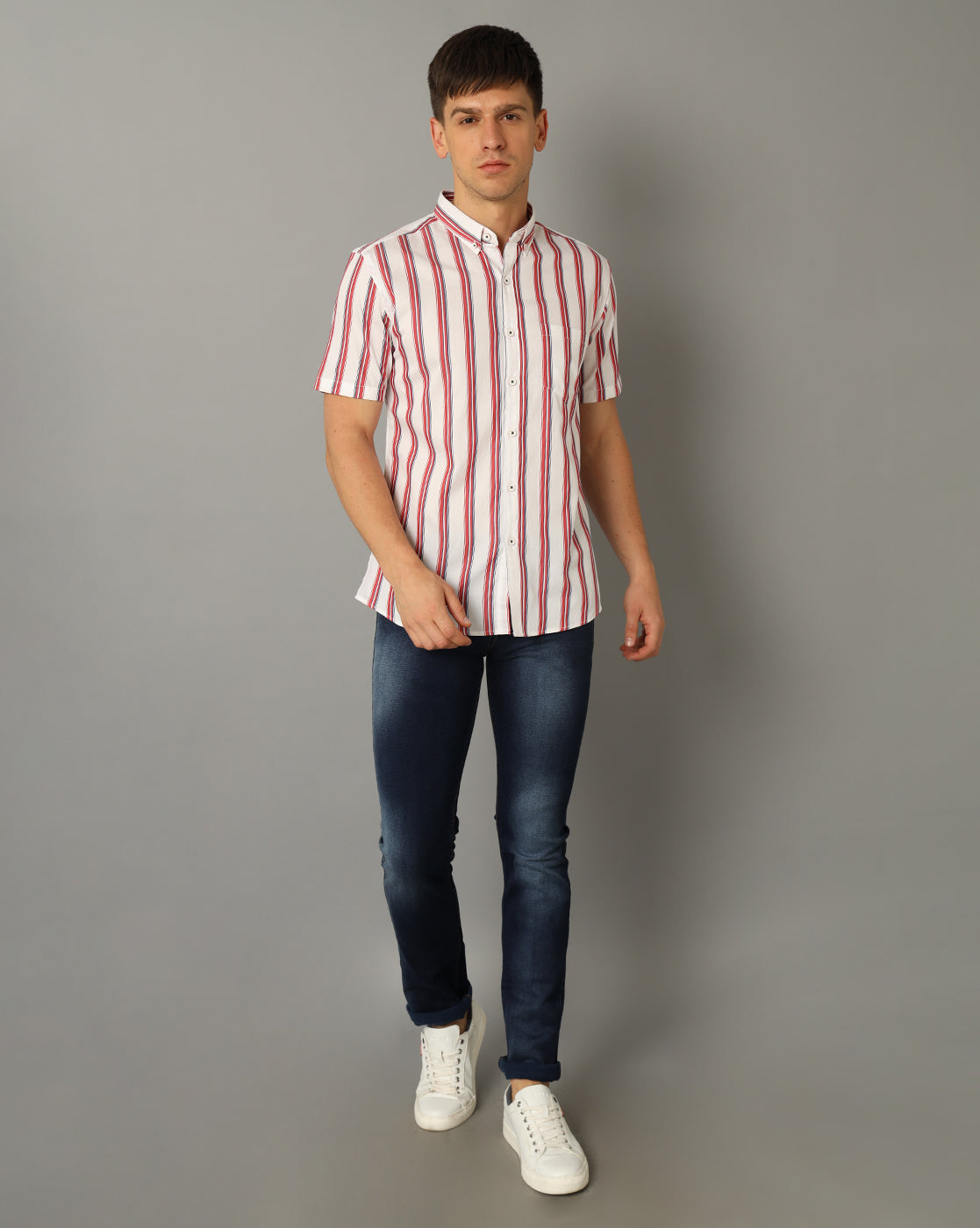 Pink white striped shirt