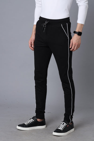 Black track pants white stripe