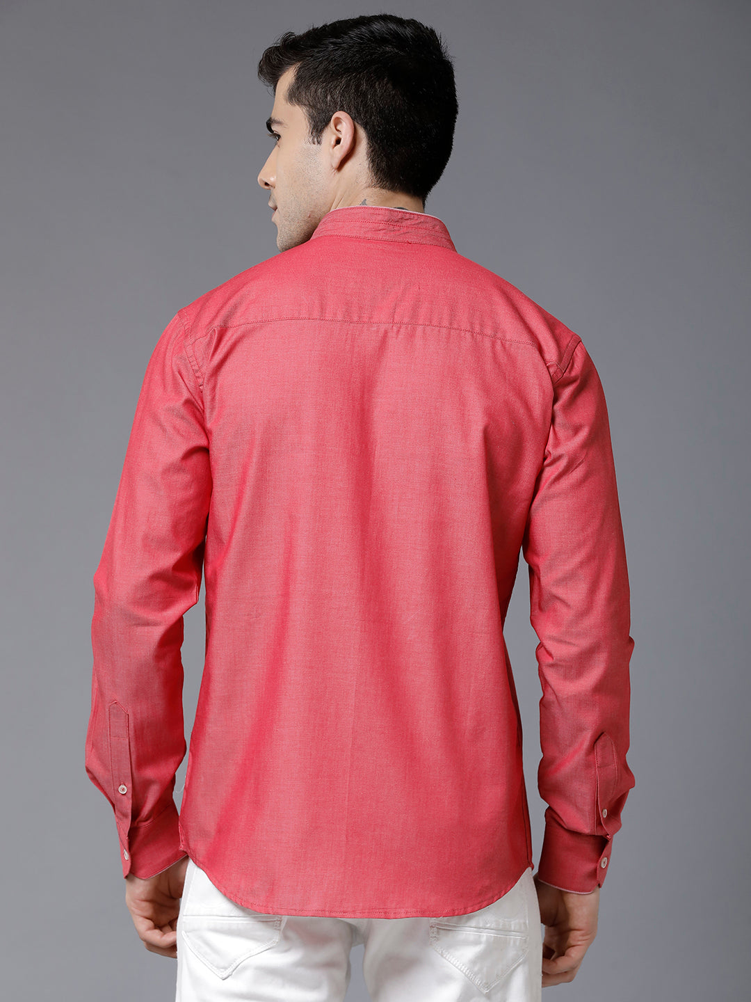 Pink mandarin collar shirt