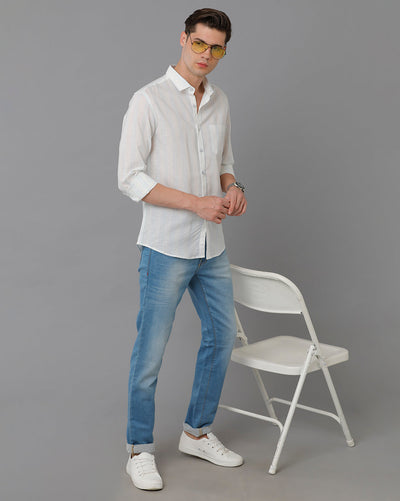 White striped casual shirt for men