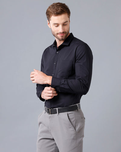 Men Solid Formal Black Shirt