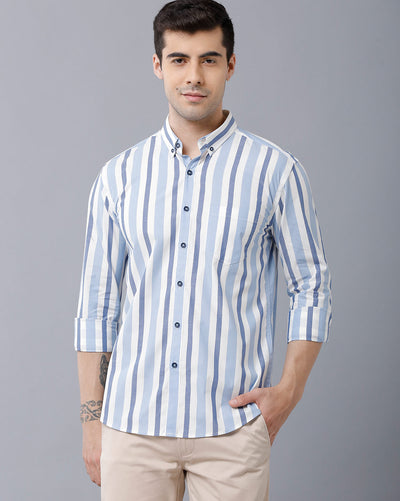  Light blue and white striped shirt