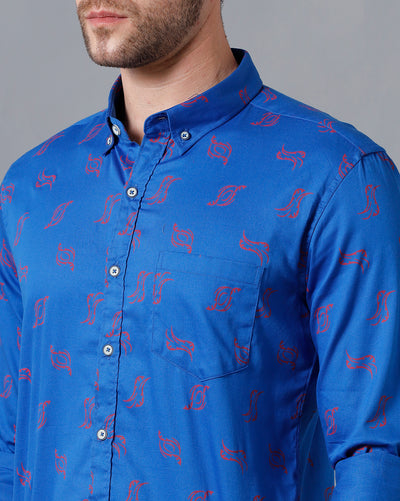 Royal blue printed shirt