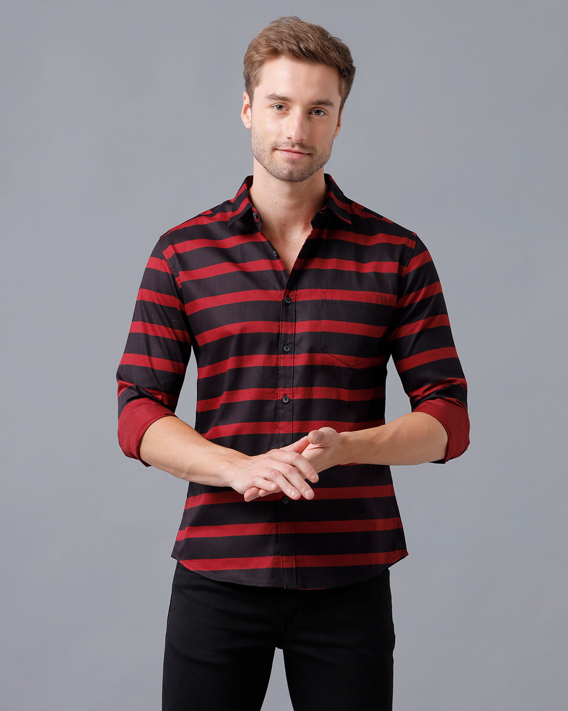 Red and black striped shirt