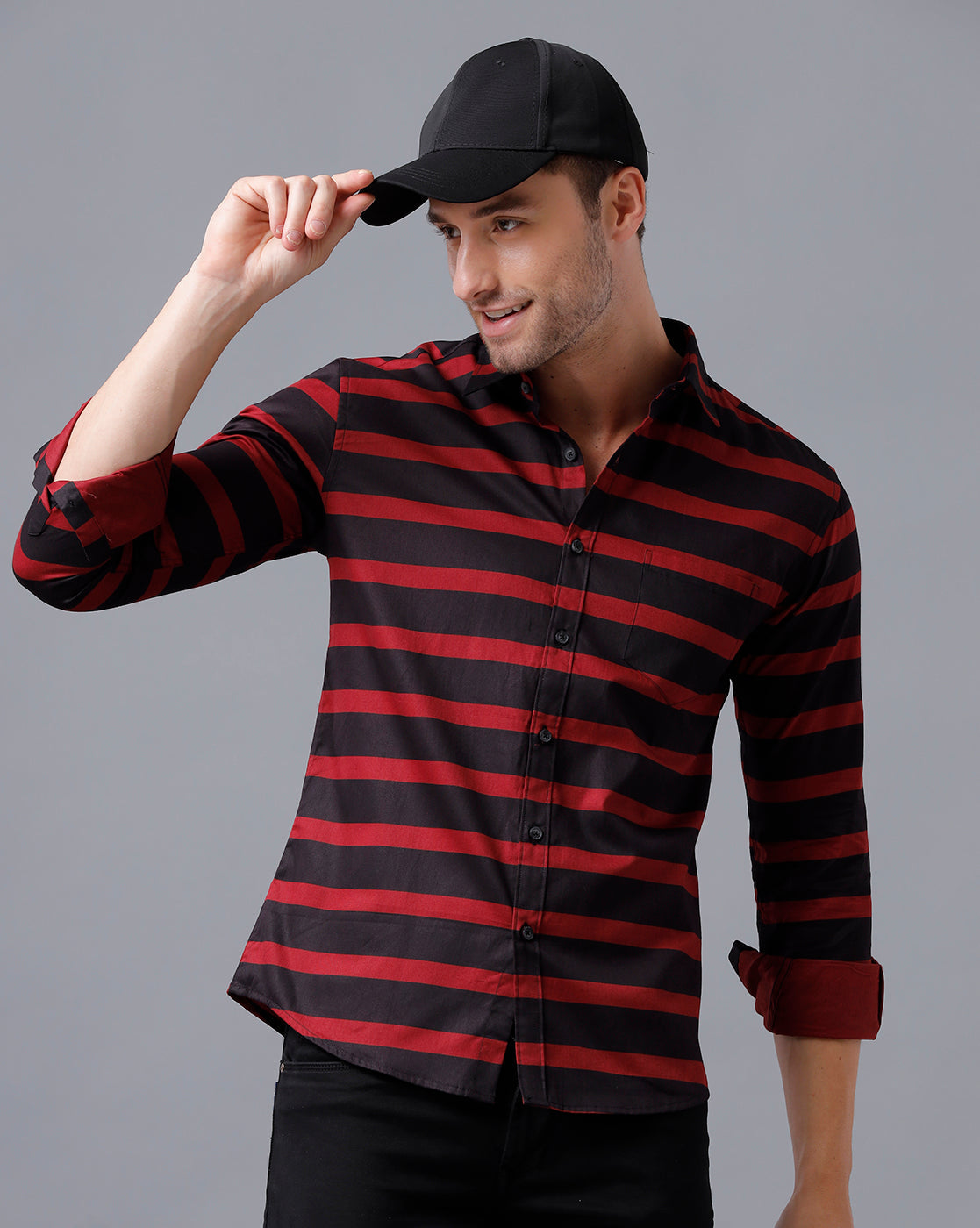 Red and black striped shirt