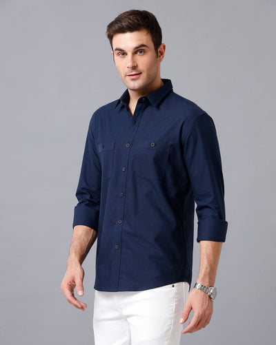Navy blue double pocket shirt