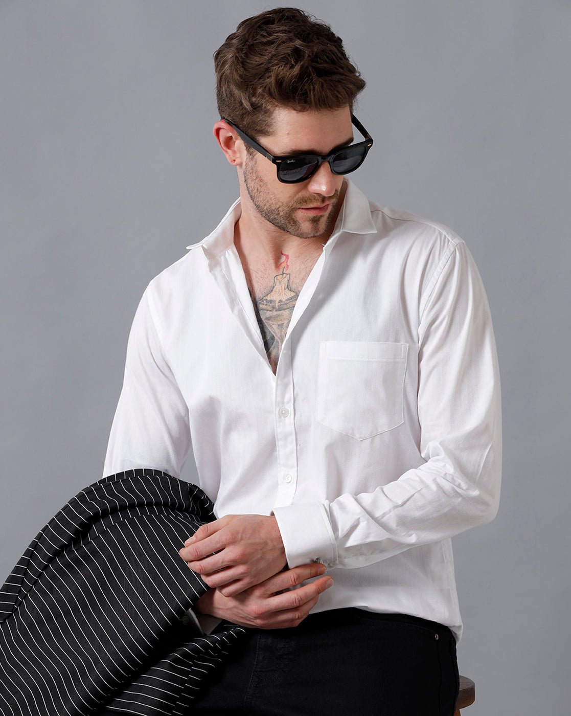 White cotton shirt mens