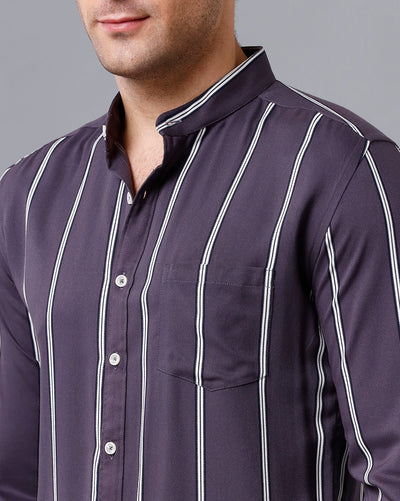 Navy blue vertical striped shirt