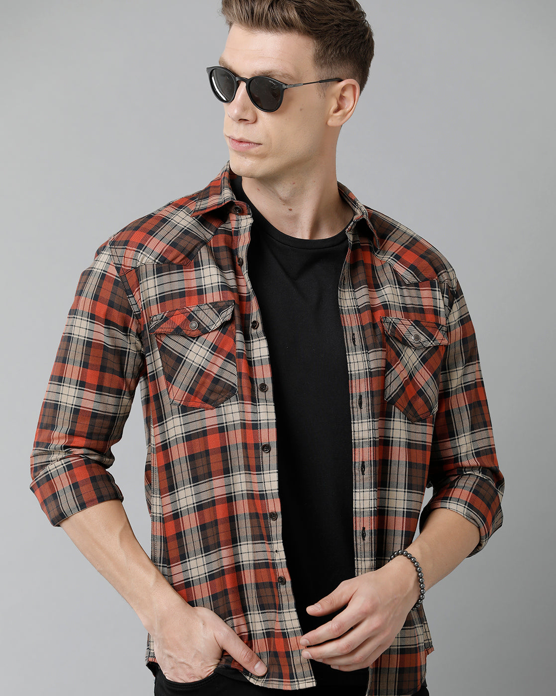 Red and black check shirt