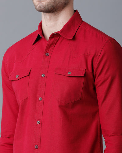 Red dual pocket shirt