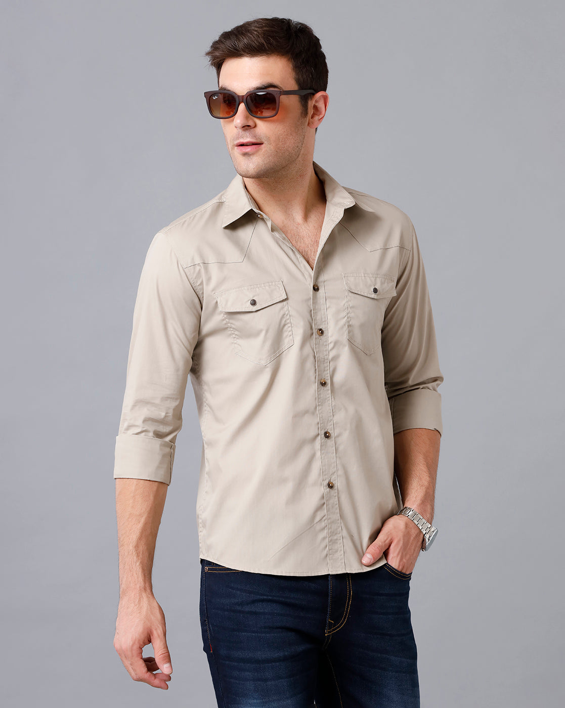 Khaki cotton shirt