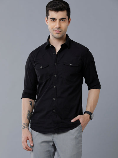 Black double pocket shirt
