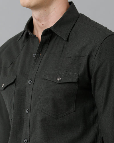 Olive green double pocket shirt