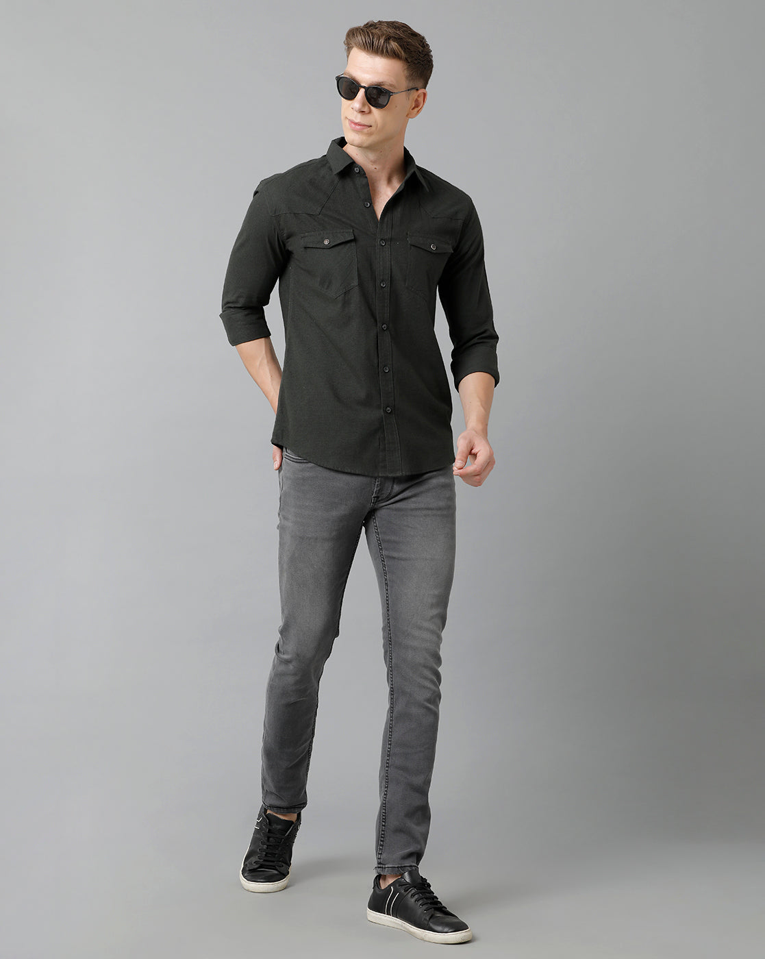 Olive green double pocket shirt